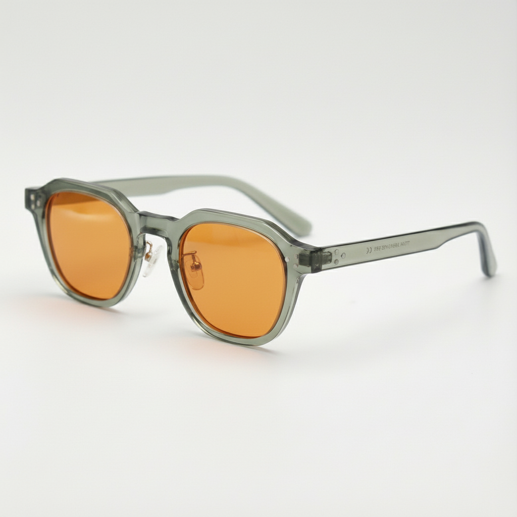 April Orange Tinted Sunglasses - Transparent green Geometric – TXOME