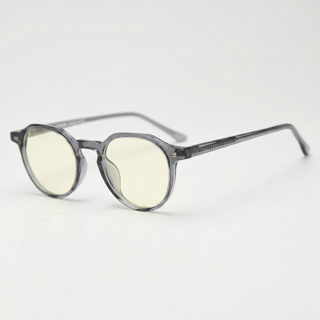 Cherry Blue Light Lens Glasses - Grey Geometric TR90 Frame - Side View