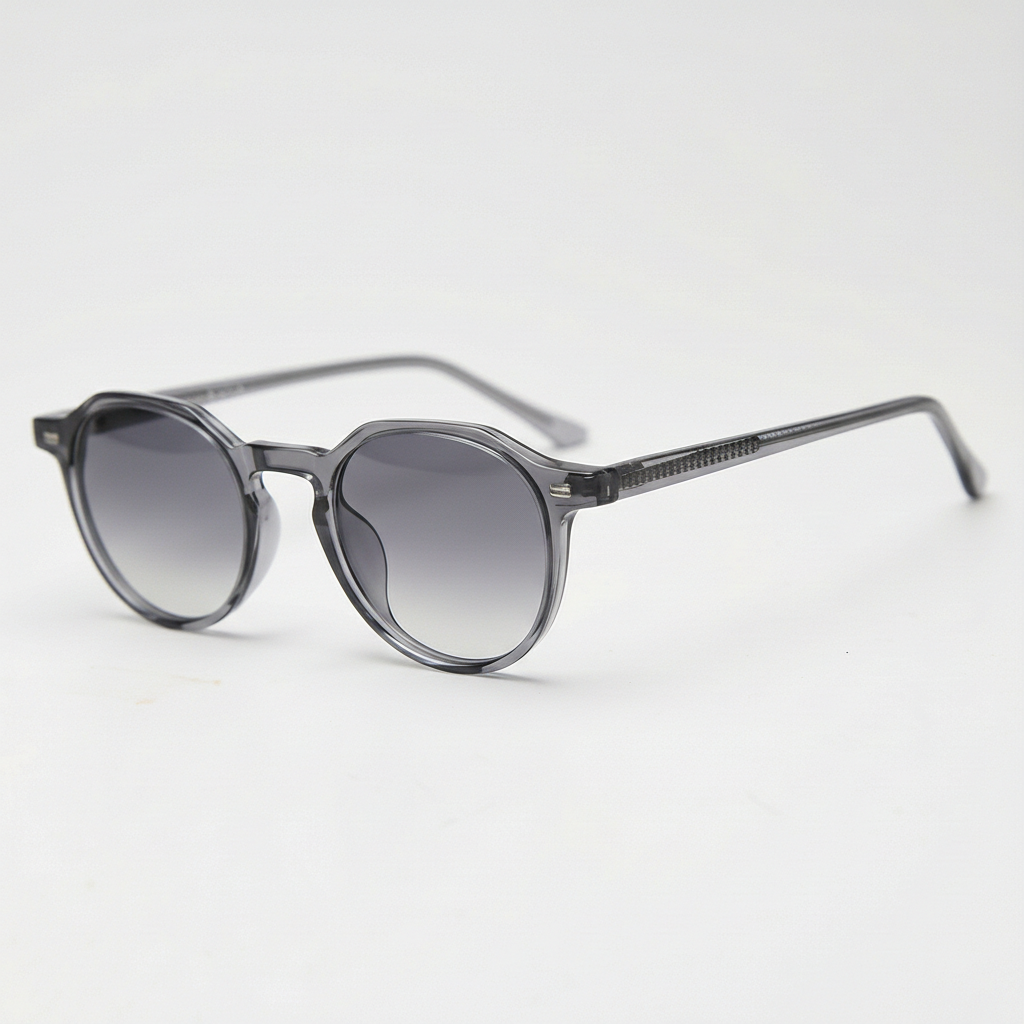 Cherry Grey Gradient Lens Sunglasses - Grey Geometric TR90 Frame - Side View