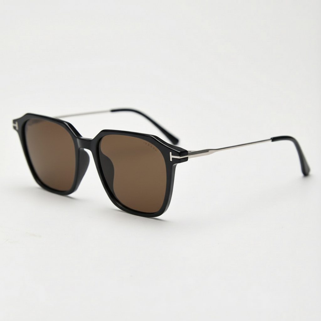 Elma Brown Tinted Sunglasses - Black Rectangle TR90 | TXOME