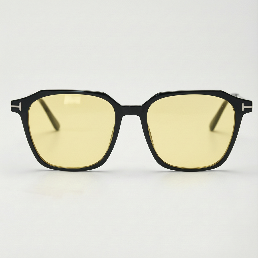 Elma Night Driving Glasses (Yellow Tint) - Black Rectangle TR90