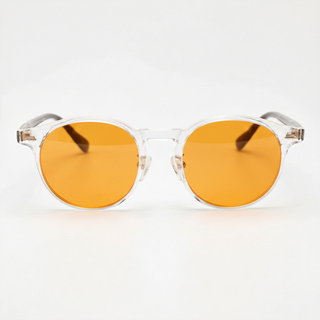 Erin Orange Tinted Lens Sunglasses - Clear Round TR90 Frame - Front View
