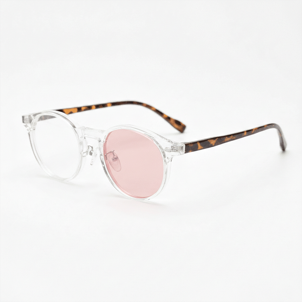 Erin Pink Photochromic Lens Glasses - Clear Round TR90 Frame - Side View