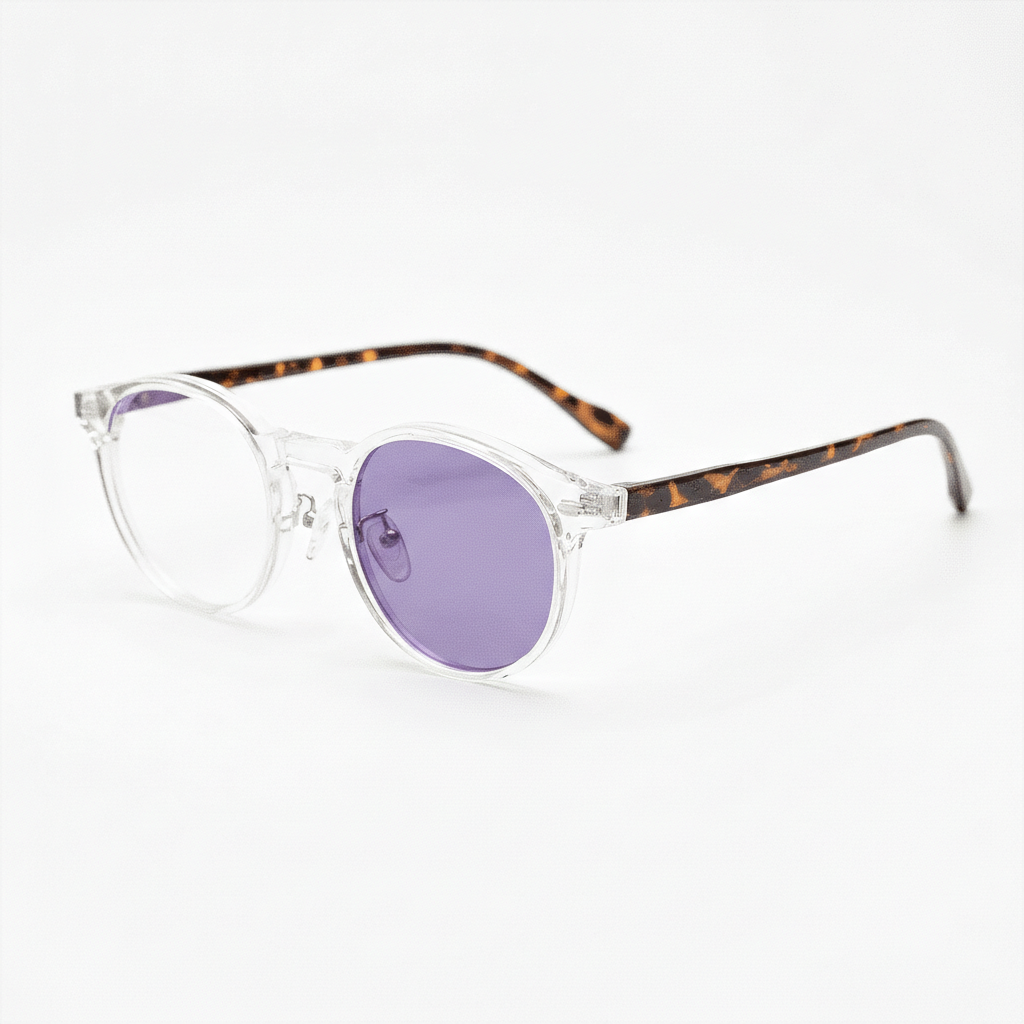 Erin Purple Photochromic Lens Glasses - Clear Round TR90 Frame - Side View