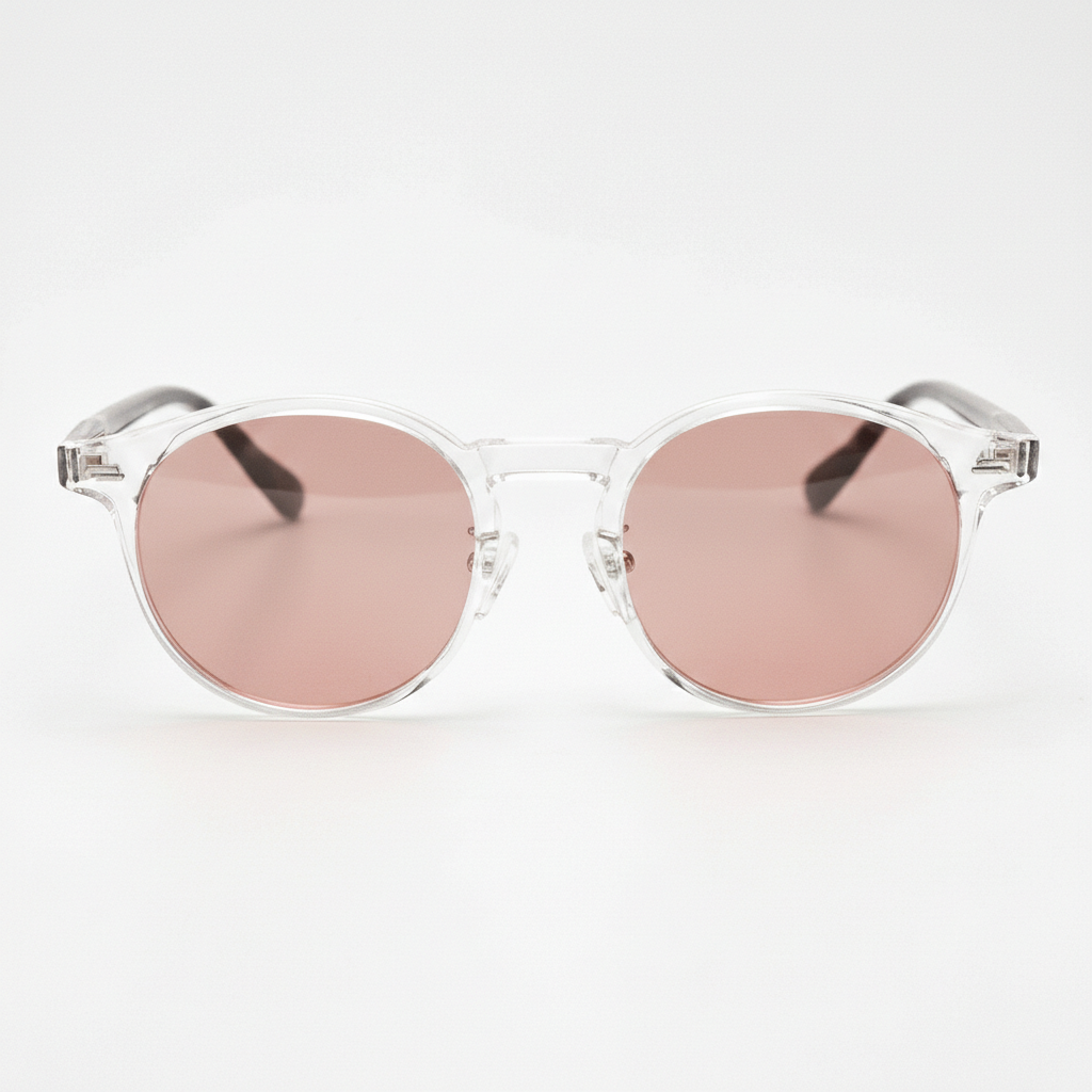 Erin Rose Tinted Lens Sunglasses - Clear Round TR90 Frame FL-41 Glasses - Front View