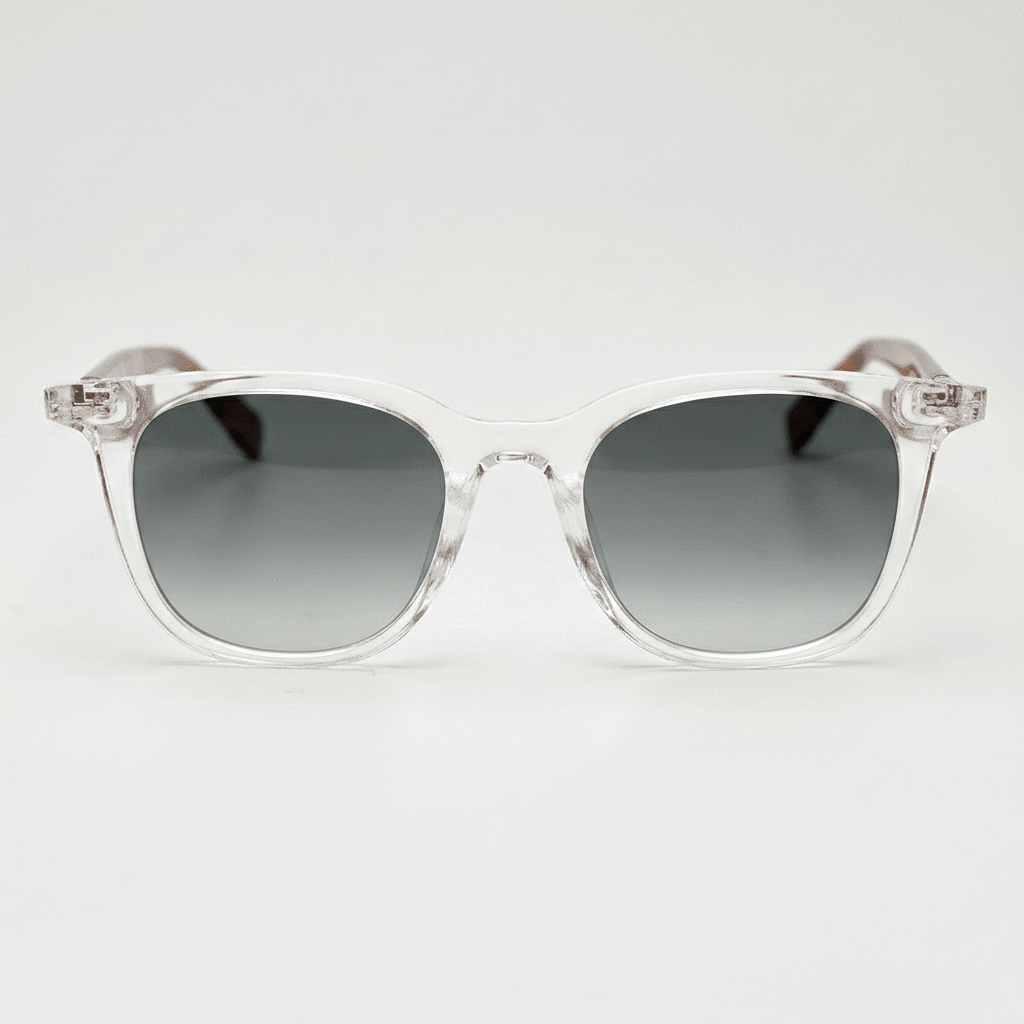 Faith Grey Gradient Lens Sunglasses - Clear Rectangle TR90 Frame - Front View
