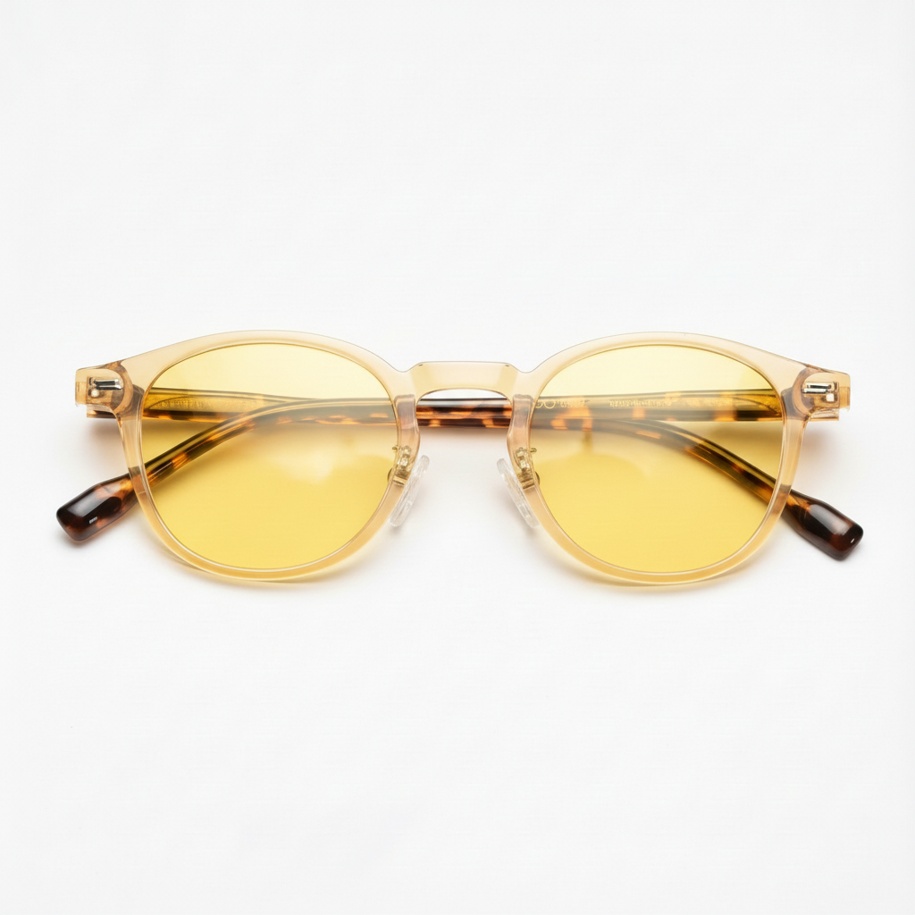 Gail Night Driving Glasses (Yellow Tint) - Yellow Round TR90 Frame