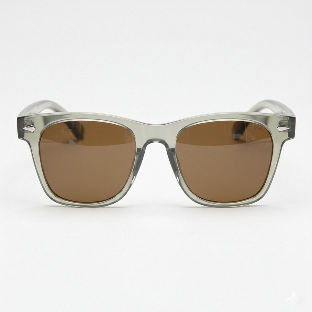 Julie Brown Tinted Lens Sunglasses - Green Rectangle TR90 Frame - Front View