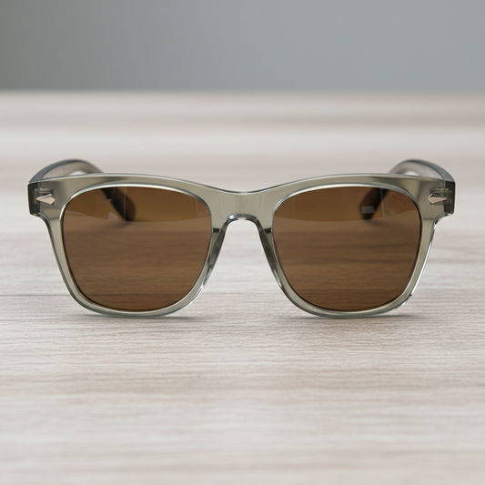 Julie Brown Tinted Lens Sunglasses - Green Rectangle TR90 Frame - Lifestyle Shot