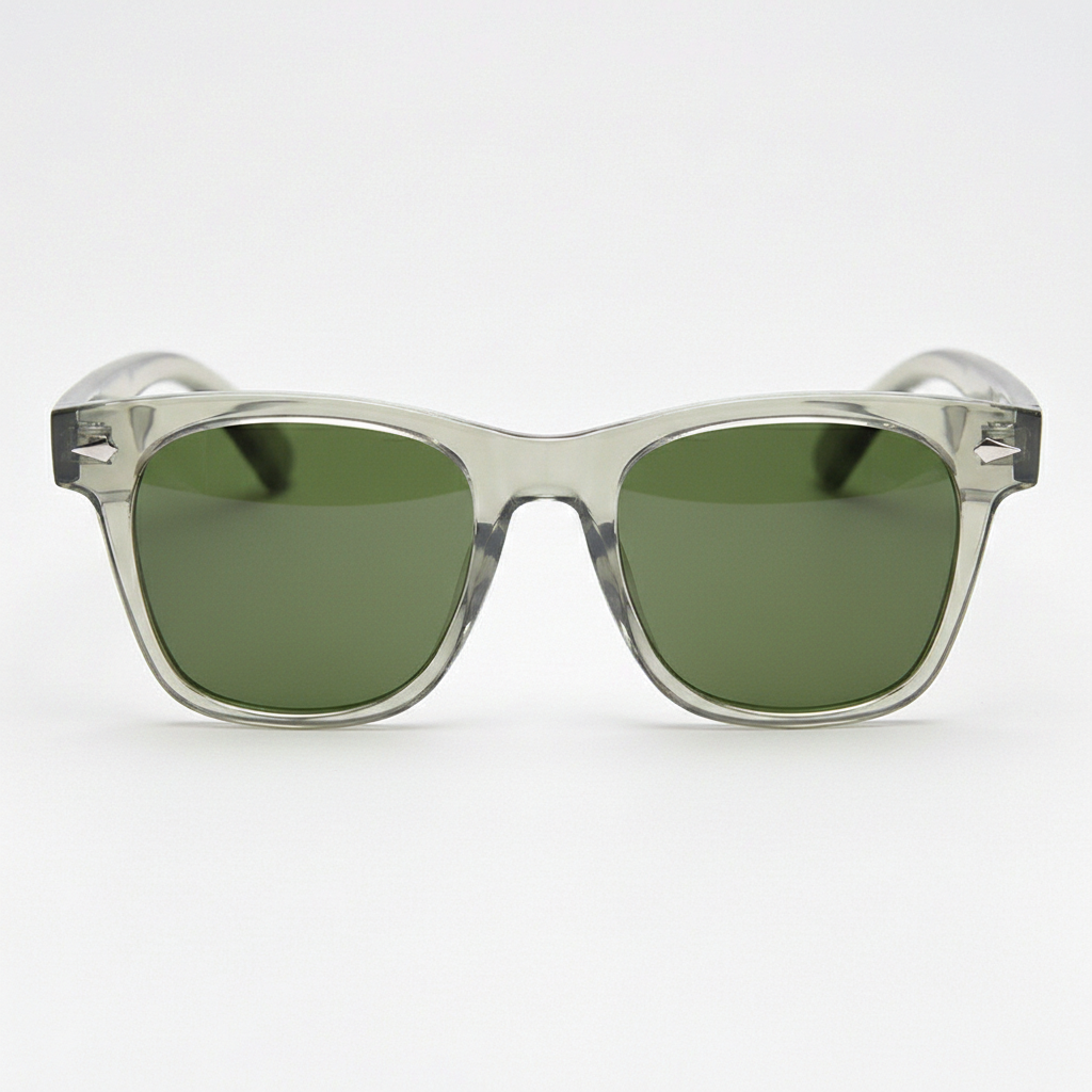 Julie Green Tinted Lens Sunglasses - Green Rectangle TR90 Frame - Front View