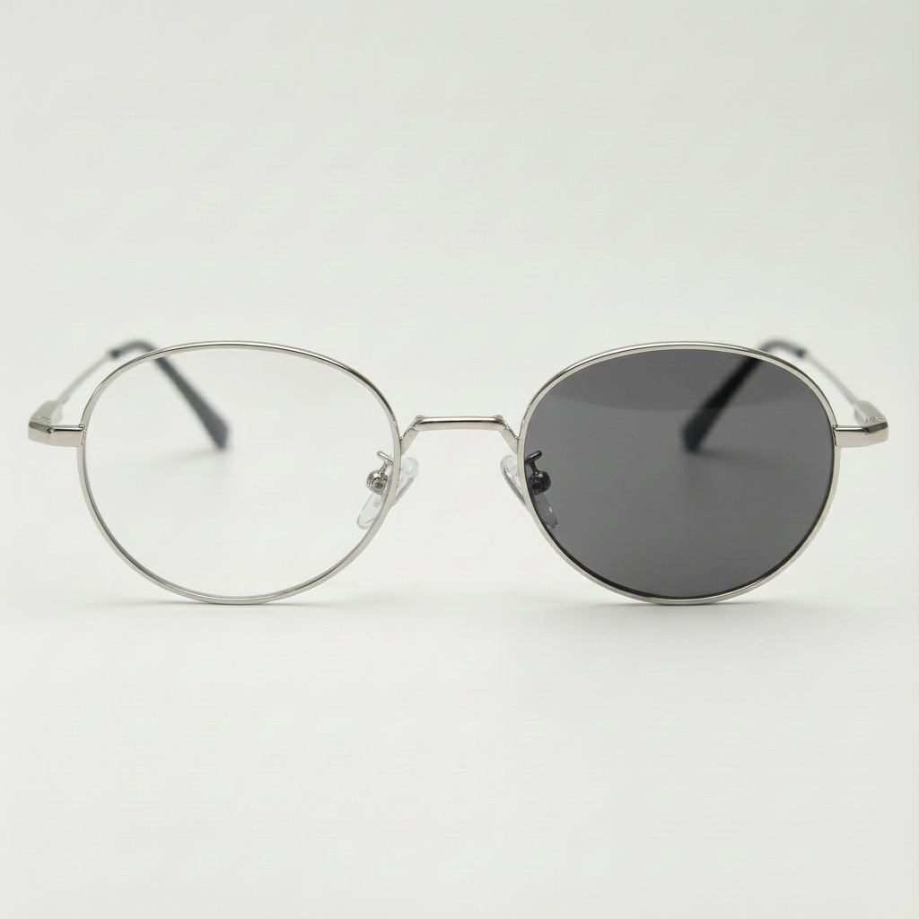 June Grey Photochromic Glasses - Silver Round | TXOME