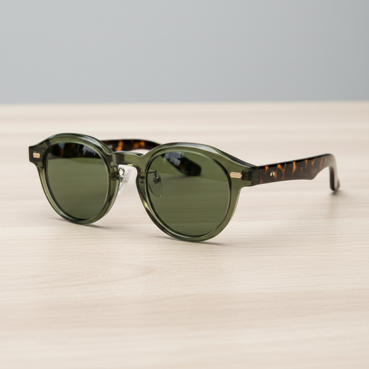 Lena Green Tinted Lens Sunglasses - Olive green Round TR90 Frame - Lifestyle Shot