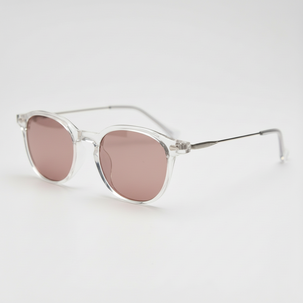 Lora FL-41 Rose Tinted Glasses - Clear Round TR90 | TXOME