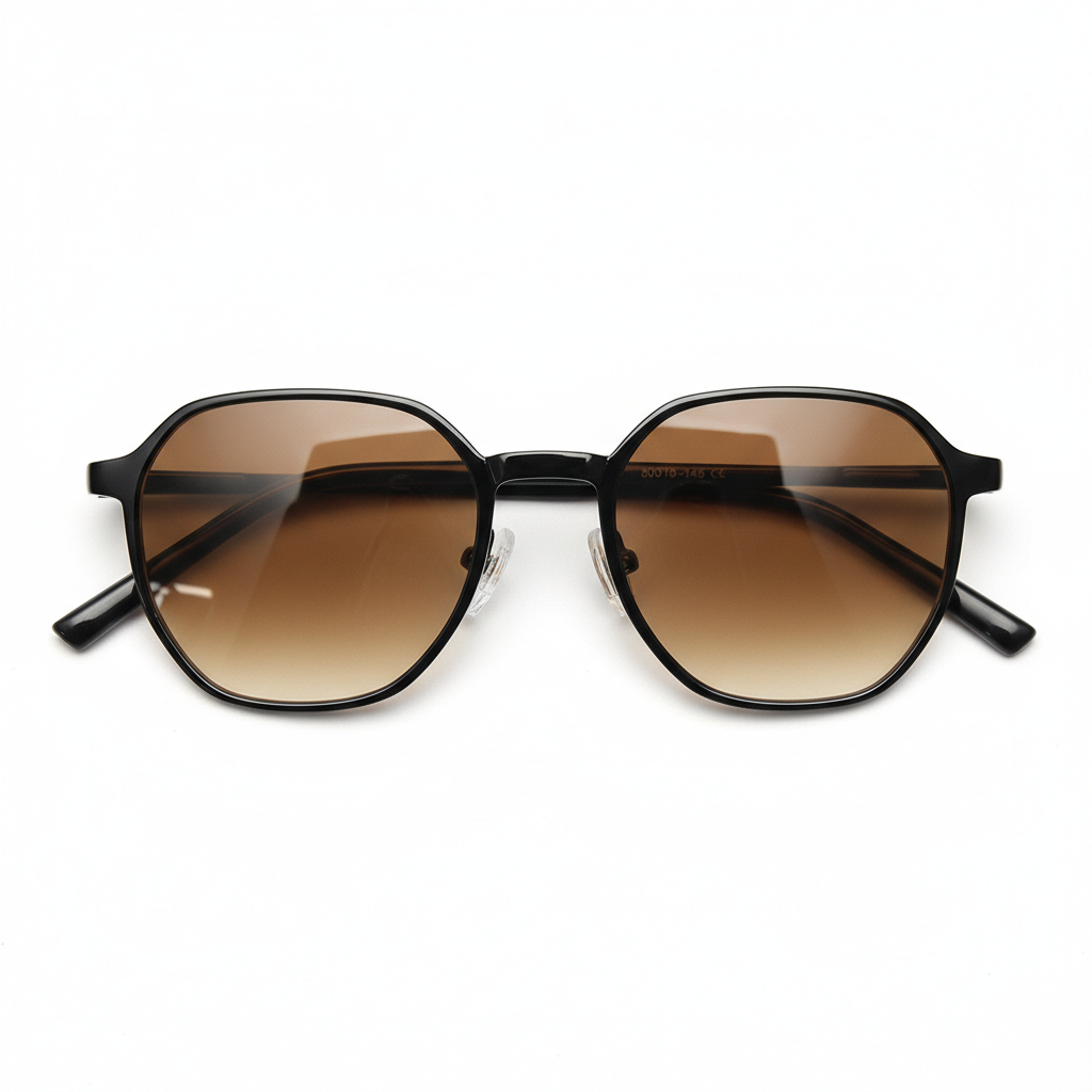 Nina Brown Gradient Lens Sunglasses - Black Square TR90 Frame - Front View