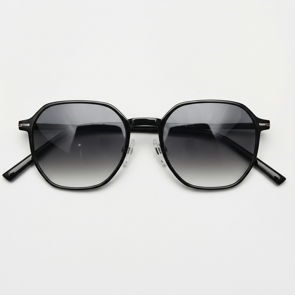 Nina Grey Gradient Lens Sunglasses - Black Square TR90 Frame - Front View