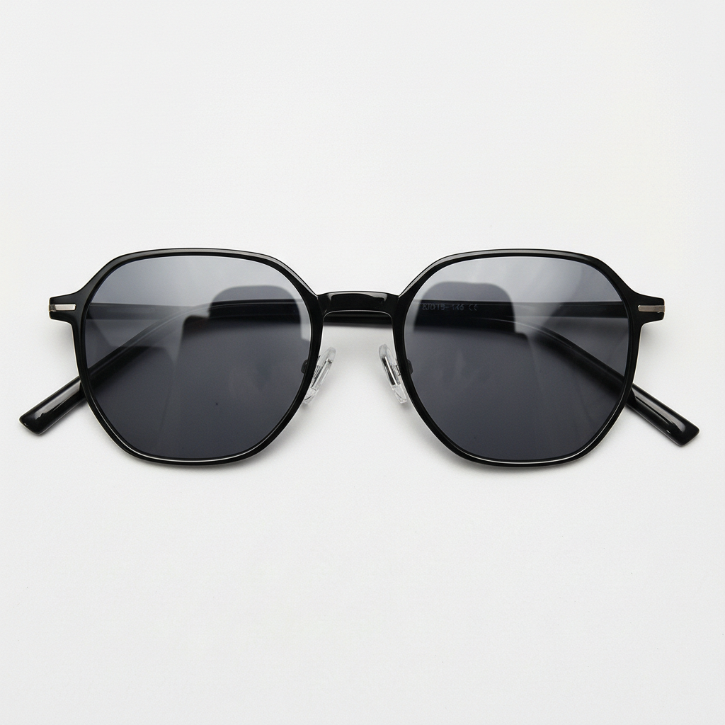 Nina Grey Tinted Lens Sunglasses - Black Square TR90 Frame - Front View