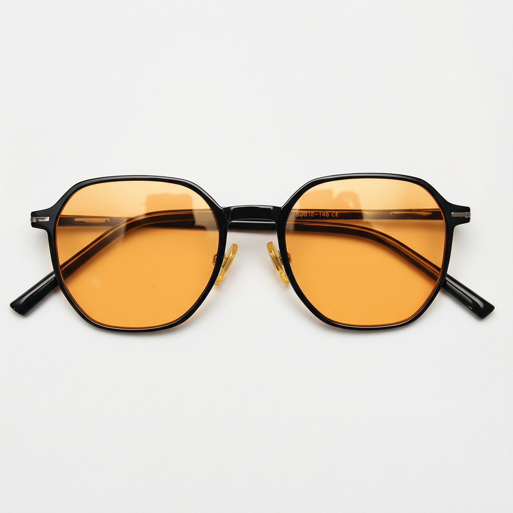 Nina Orange Tinted Lens Sunglasses - Black Square TR90 Frame - Front View