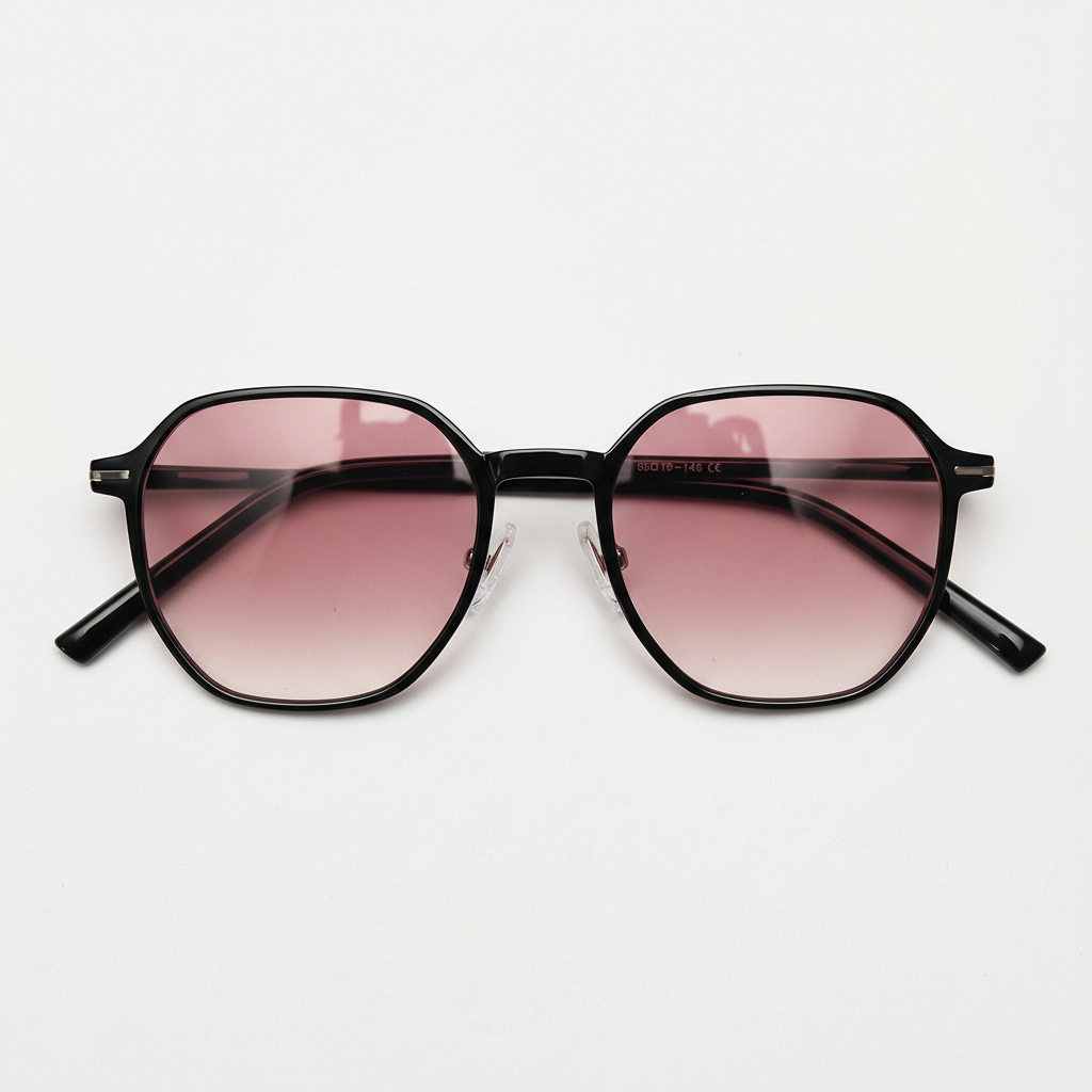 Nina Pink Gradient Lens Sunglasses - Black Square TR90 Frame - Front View
