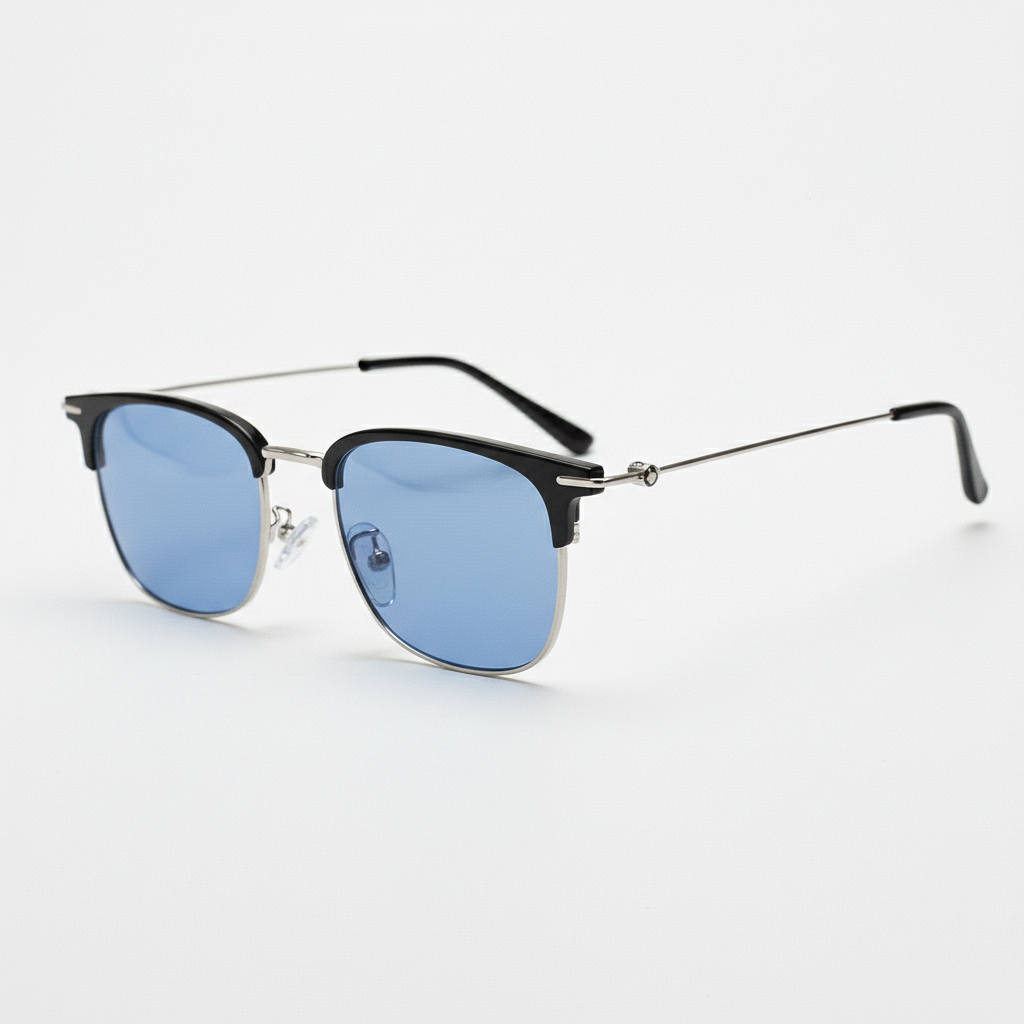 Vicky Blue Tinted Sunglasses - Silver Browline TR90 | TXOME