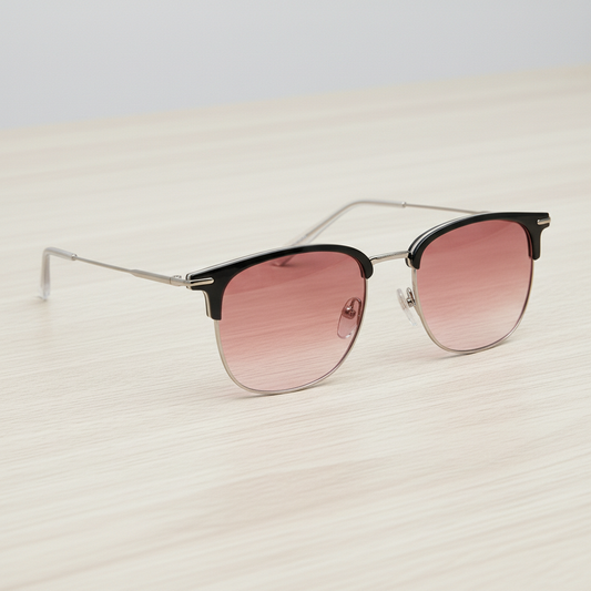 Vicky Pink Gradient Lens Sunglasses - Silver Browline TR90 Frame - Lifestyle Shot