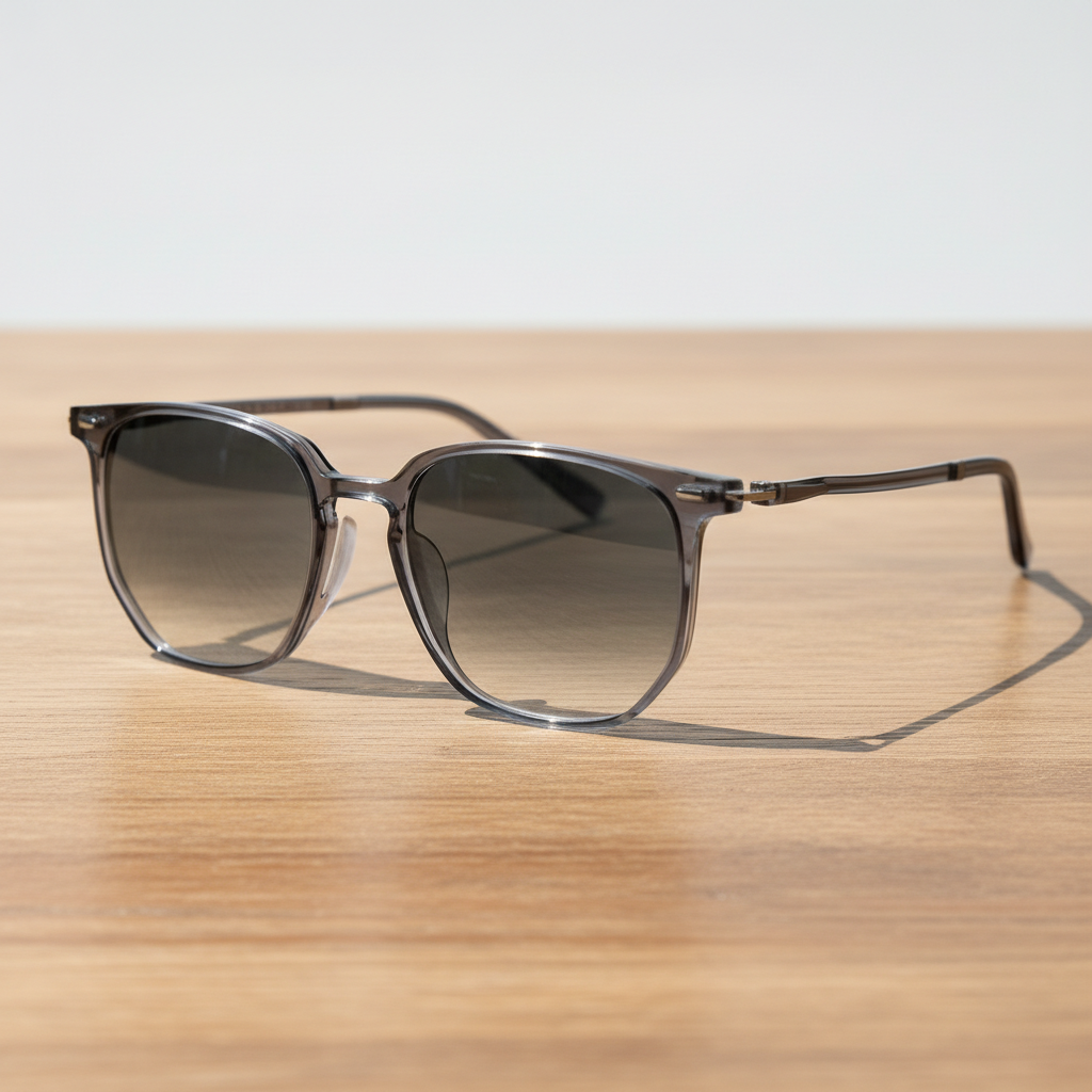 Yetta Grey Gradient Lens Sunglasses - Transparent gray Geometric TR90 Frame - Lifestyle Shot