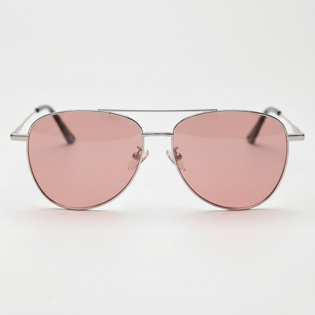 Zoe Rose Tinted Lens Sunglasses - Silver Aviator Metal Frame FL-41 Glasses - Front View