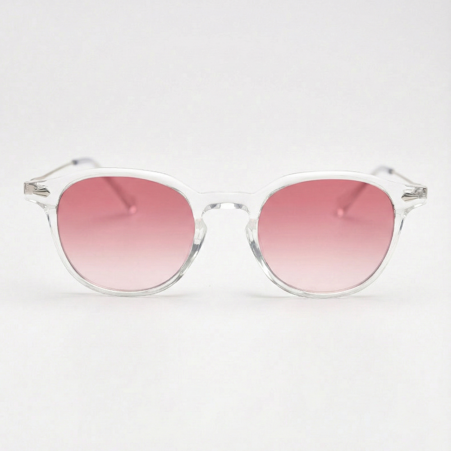 Lora Women's Clear Round Sunglasses - Pink Gradient Lenses