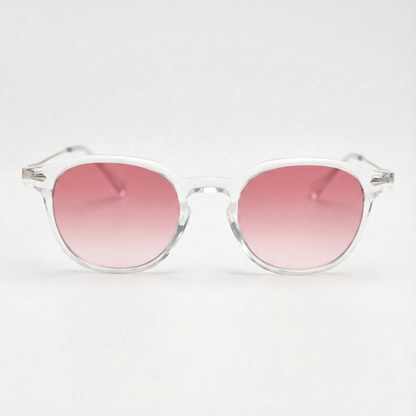 Lora Women's Clear Round Sunglasses - Pink Gradient Lenses