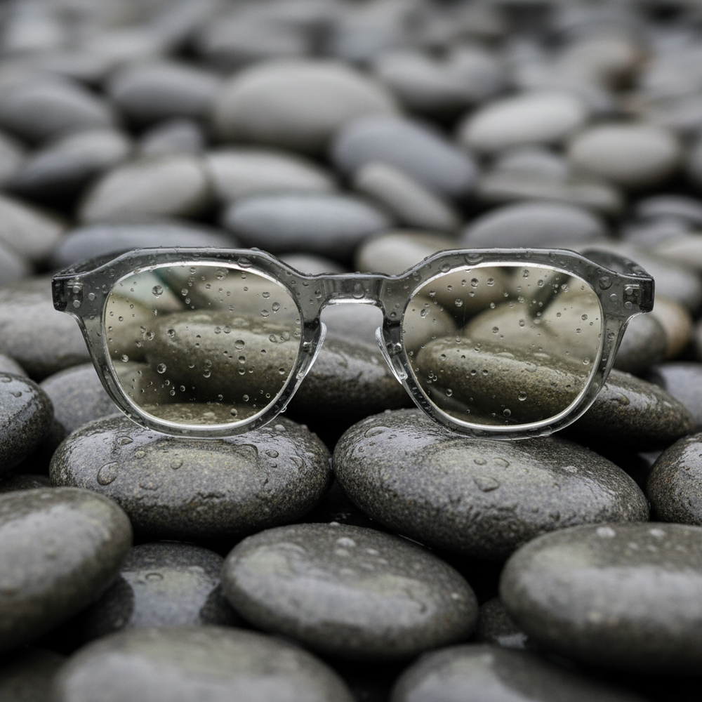 April Blue Light Lens Glasses - Transparent green Geometric TR90 Frame