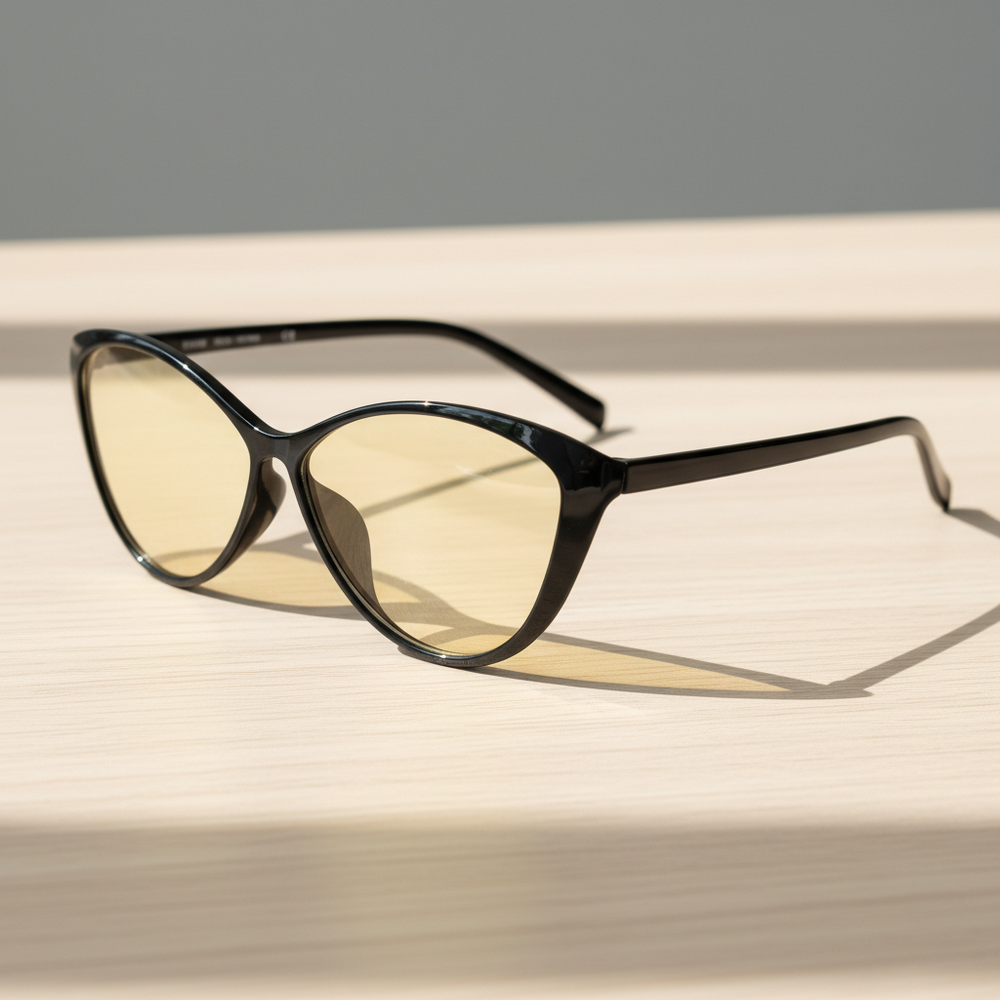Carol Blue Light Lens Glasses - Glossy black Cat-eye TR90 Frame