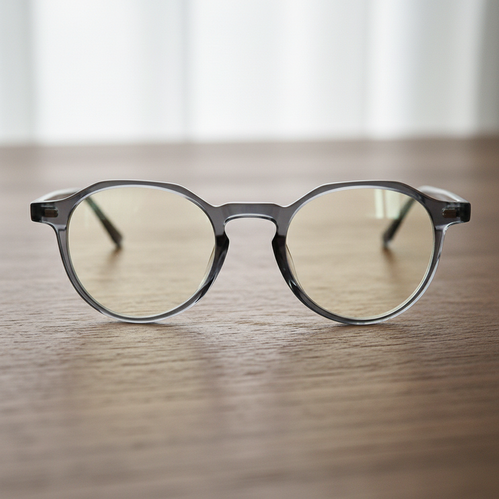 Cherry Blue Light Lens Glasses - Grey Geometric TR90 Frame