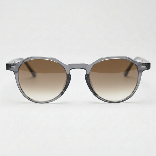 Cherry Brown Gradient Lens Sunglasses - Grey Geometric TR90 Frame - Front View