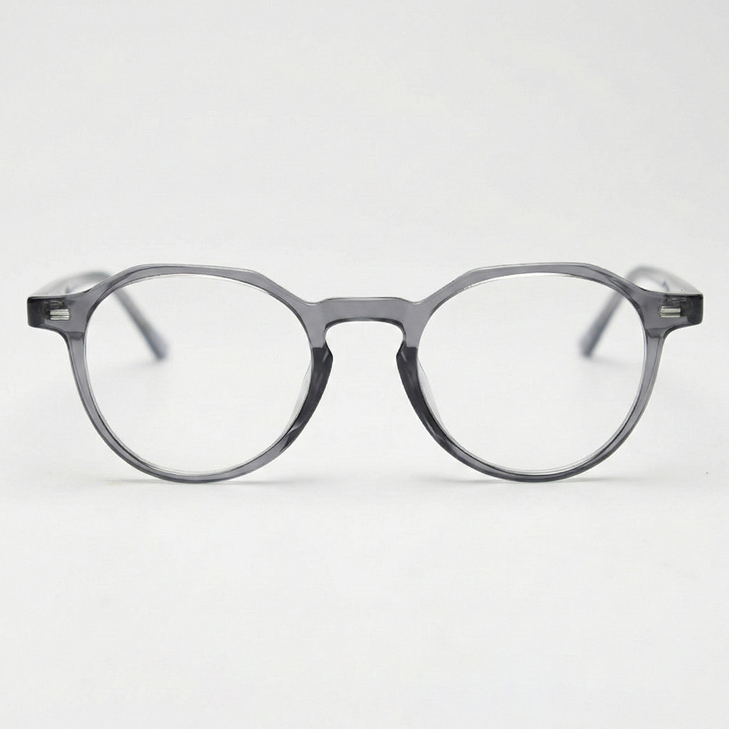 Cherry Clear Lens Glasses - Grey Geometric TR90 Frame - Front View