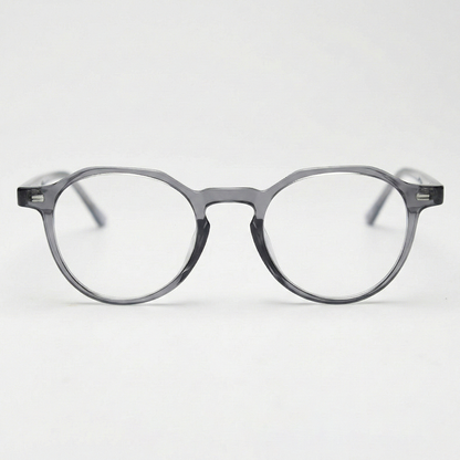 Cherry Clear Lens Glasses - Grey Geometric TR90 Frame - Front View