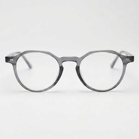 Cherry Clear Lens Glasses - Grey Geometric TR90 Frame - Front View