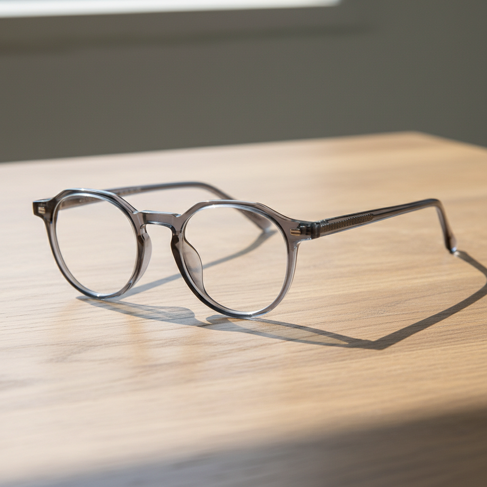 Cherry Clear Lens Glasses - Grey Geometric TR90 Frame