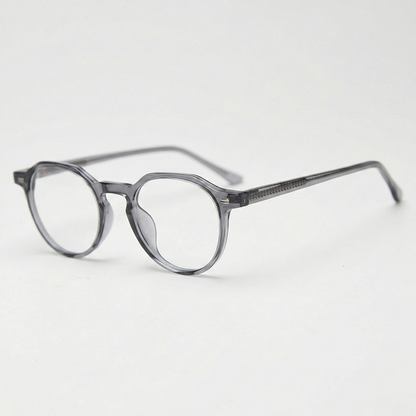 Cherry Clear Lens Glasses - Grey Geometric TR90 Frame - Side View