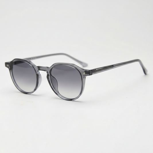 Cherry Grey Gradient Lens Sunglasses - Grey Geometric TR90 Frame - Side View