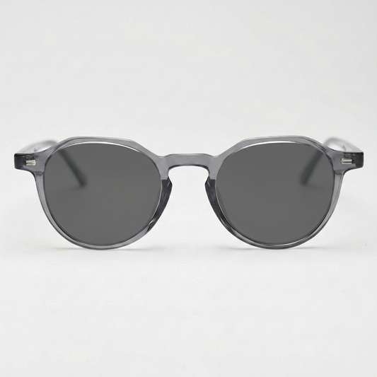 Cherry Grey Tinted Lens Sunglasses - Grey Geometric TR90 Frame - Front View