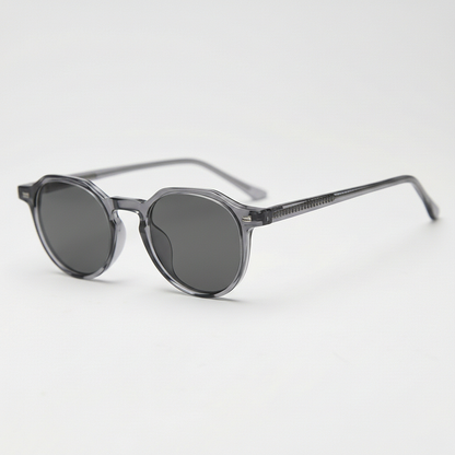 Cherry Grey Tinted Lens Sunglasses - Grey Geometric TR90 Frame - Side View