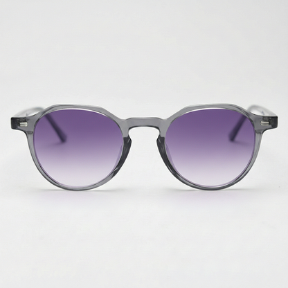Cherry Purple Gradient Lens Sunglasses - Grey Geometric TR90 Frame - Front View
