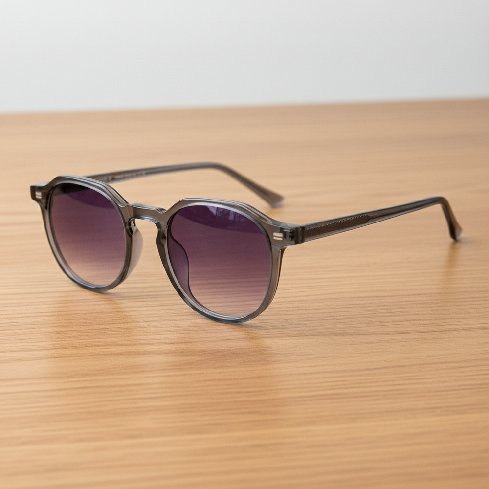 Cherry Purple Gradient Lens Sunglasses - Grey Geometric TR90 Frame