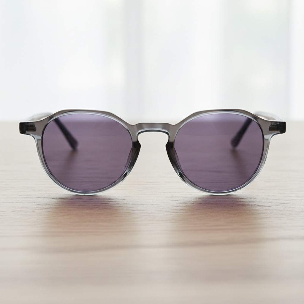 Cherry Purple Tinted Lens Sunglasses - Grey Geometric TR90 Frame - Lifestyle Shot
