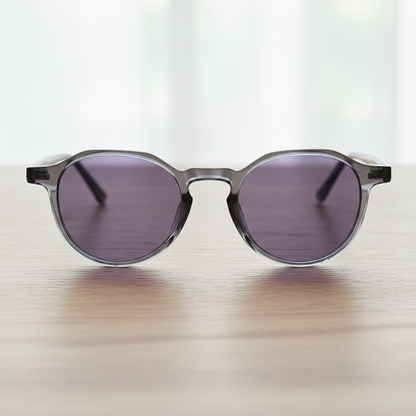 Cherry Purple Tinted Lens Sunglasses - Grey Geometric TR90 Frame - Lifestyle Shot