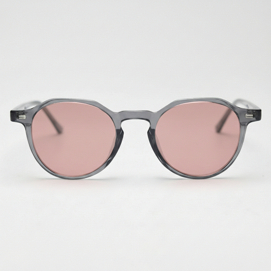 Cherry Rose Tinted Lens Sunglasses - Grey Geometric TR90 Frame FL-41 Glasses - Front View