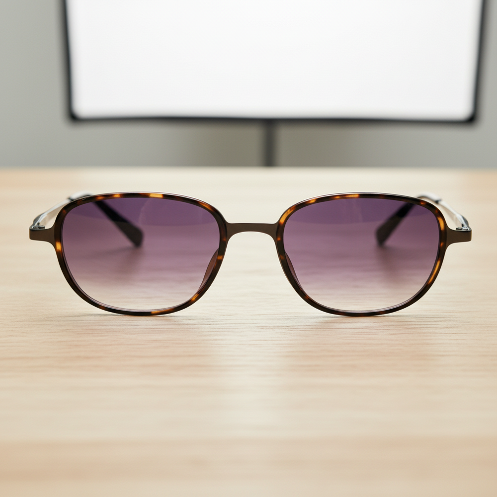 Dale Purple Gradient Lens Sunglasses - Tortoise Oval TR90 Frame