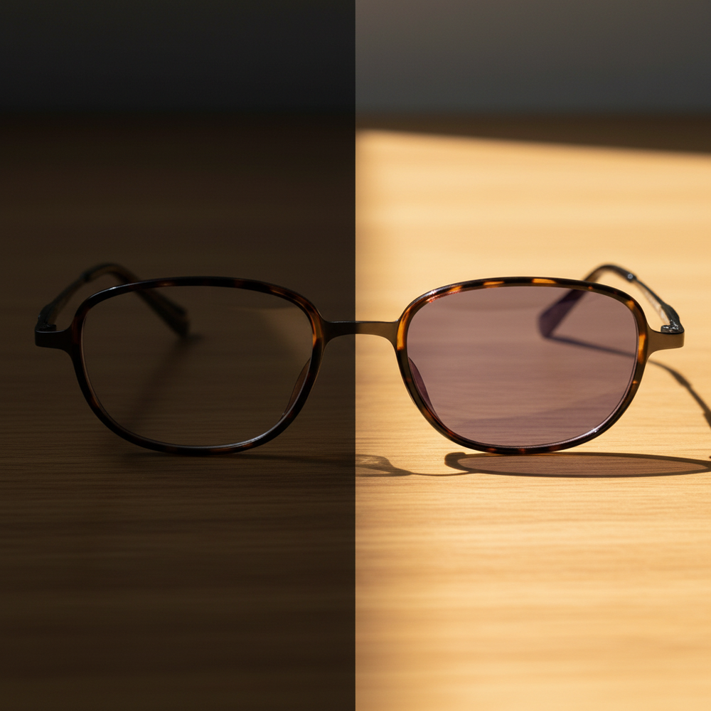 Dale Purple Photochromic Lens Glasses - Tortoise Oval TR90 Frame