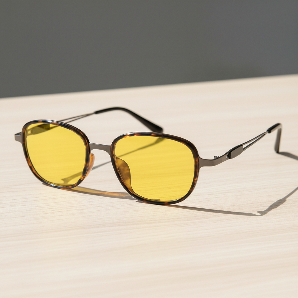 Dale Night Driving Glasses (Yellow Tint) - Tortoise Oval TR90 Frame