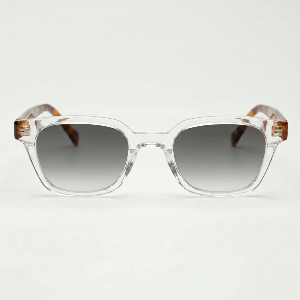 Dana Grey Gradient Sunglasses - Clear Square Acetate | TXOME