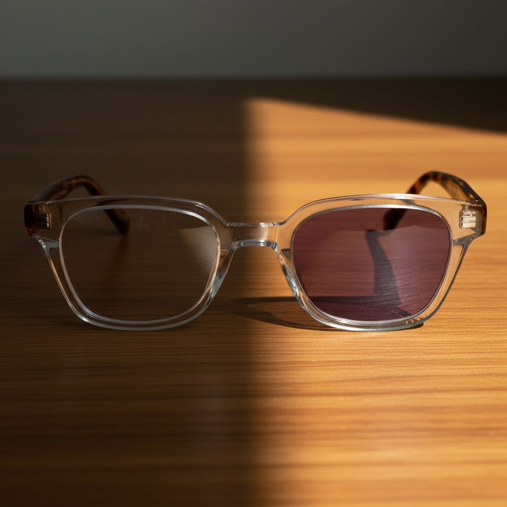 Dana Purple Photochromic Lens Glasses - Clear Square Acetate Frame